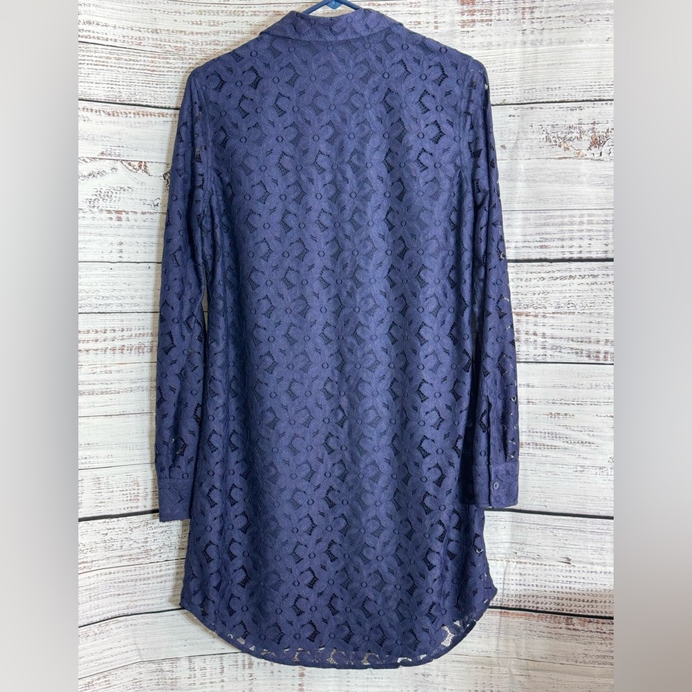 Equipment shirt Dress‎ Womens Sz Small Lace Button Up Mini Navy Blue long sleeve - Picture 5 of 11